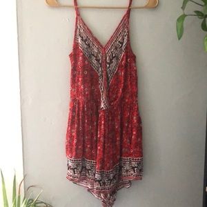 Red romper with pockets